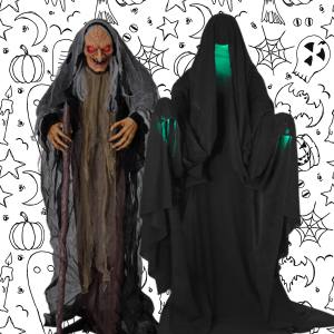 Image of Two Animated Standing Halloween Decorations