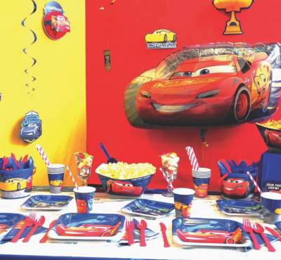 Image of Cars Theme Party Supplies on Table