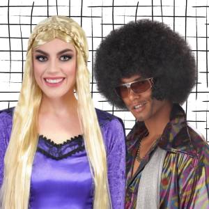 Image of a Man and a Woman Wearing Affordable Costume Wigs