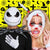 Image of a man and woman wearing different Halloween costume accessories, one is a Jack Skellington mask and gloves and the other a botched surgery accessory kit.
