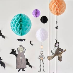 Image of decorative Halloween themed hanging party decorations.