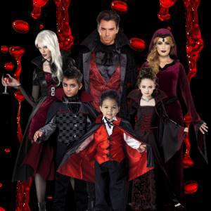 Image of 6 people wearing different vampire costumes.