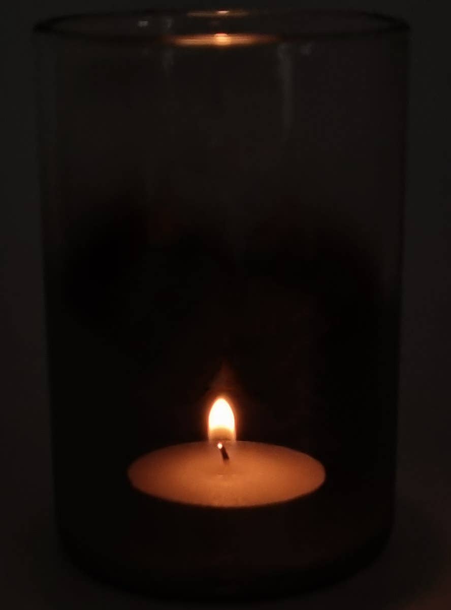 Image of Silver Shadowed 10cm Decorative Glass Vase - With Candle Image