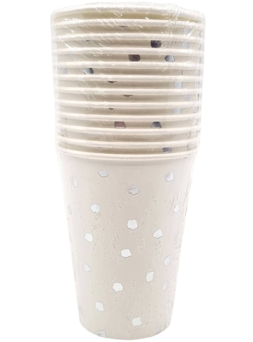 Image of Silver and White Polka Dot 12 Pack Paper Cups - Alternate Image