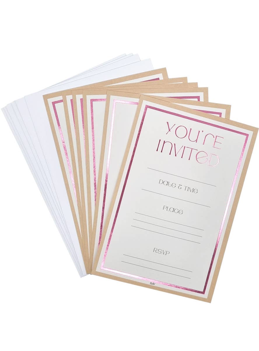 Image of Rose Gold and White 6 Pack Party Invitations