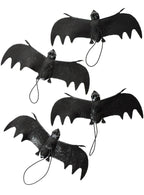 Image of Hanging Black Rubber Bats 4 Pack Halloween Decorations