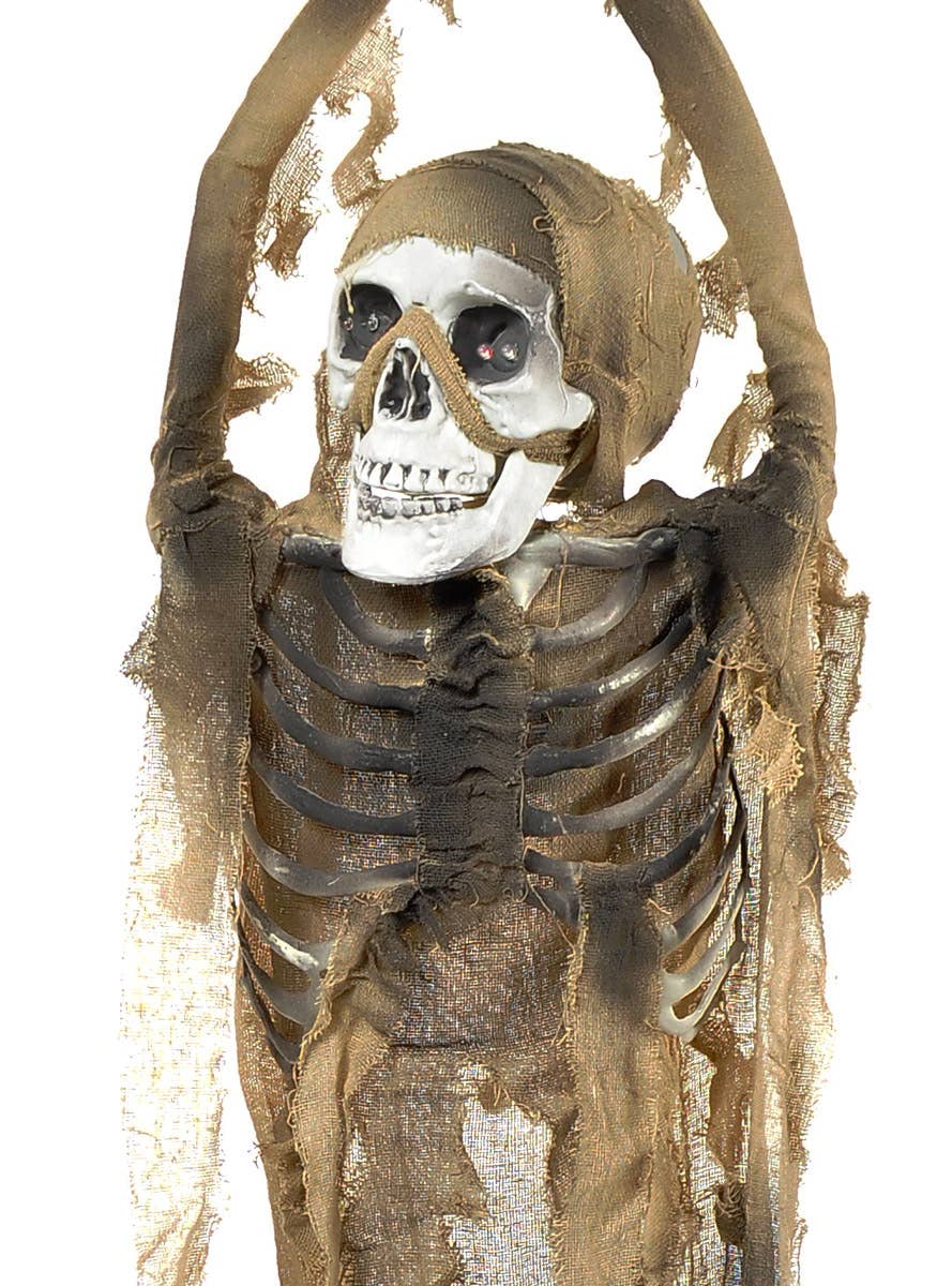Image of Animated Hanging Skeleton Torso Halloween Decoration with Lights - Close Image