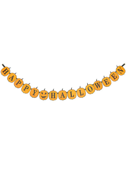 Image of Happy Halloween Orange Pumpkins Banner Decoration