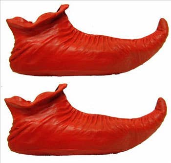 Red Latex Elf Christmas Costume Shoes