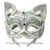 Full Face Silver and White Cat Women's Masquerade Mask on Headband Main Image