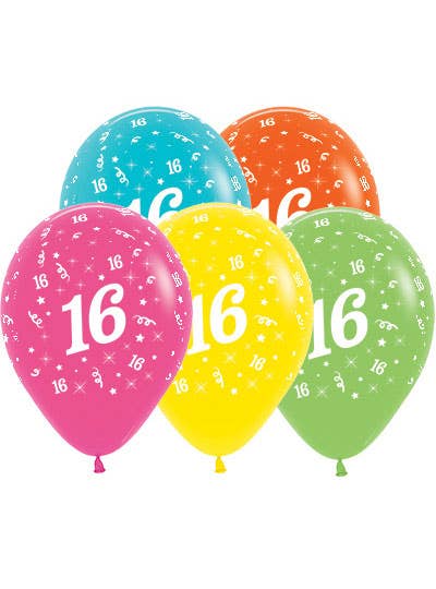 Image of 16th Birthday Tropical Colours 25 Pack Party Balloons