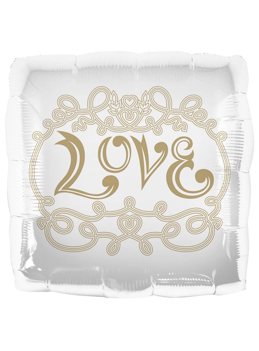 Image of White and Gold 46cm Square Love Balloon