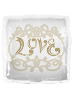 Image of White and Gold 46cm Square Love Balloon