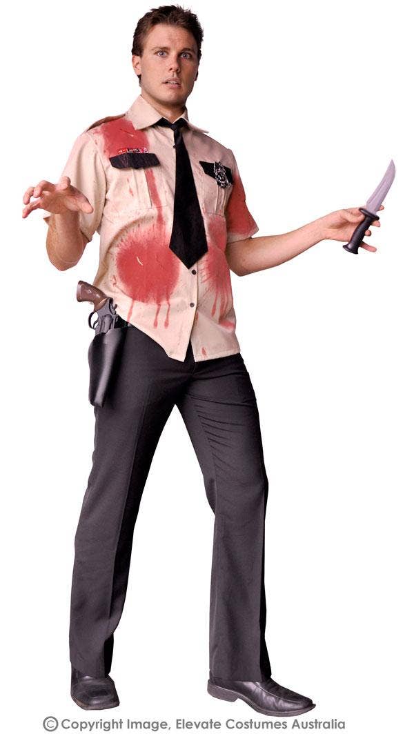 Blood Soaked Zombie Night Guard Halloween Costume for Men - Main Image