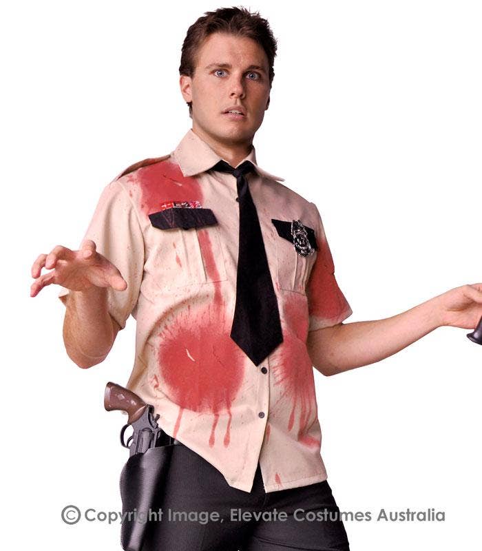 Blood Soaked Zombie Night Guard Halloween Costume for Men - Alternative Image