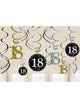 Image of 18th Birthday Black and Gold Spirals Hanging Decorations