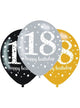 Image of 18th Birthday Black and Gold 6 Pack Party Balloons
