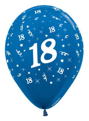 Image of 18th Birthday Metallic Blue 25 Pack Balloons