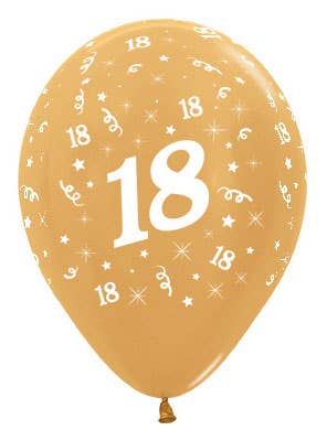Image of 18th Birthday Metallic Gold 25 Pack Balloons
