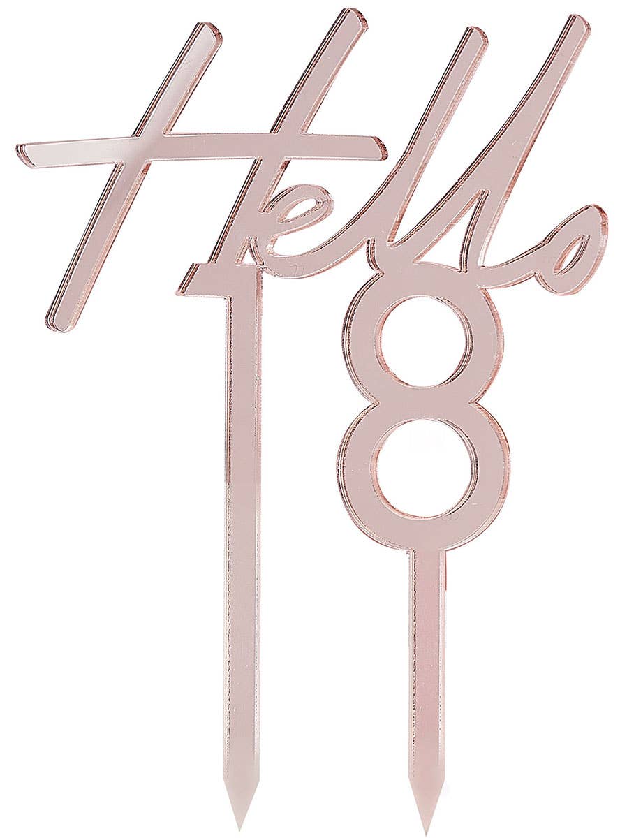 Image of 18th Birthday Rose Gold Hello 18 Cake Topper