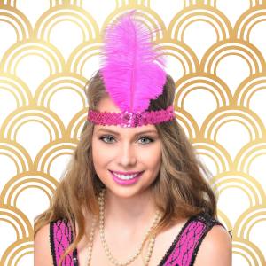 Image of a woman wearing a flapper headband