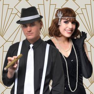 Image of a man and a woman wearing 20s accessories