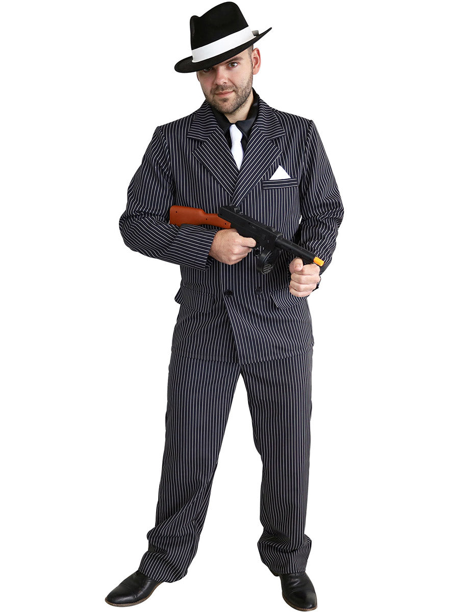 Plus Size Pinstripe Gangster Mens Costume | 1920s Costume