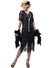 Image of 1920s Black Beaded Womens Plus Size Flapper Dress - Front Image