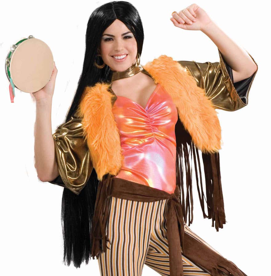 Women's Retro Hippie 60's Singer Cher Costume - Top Image