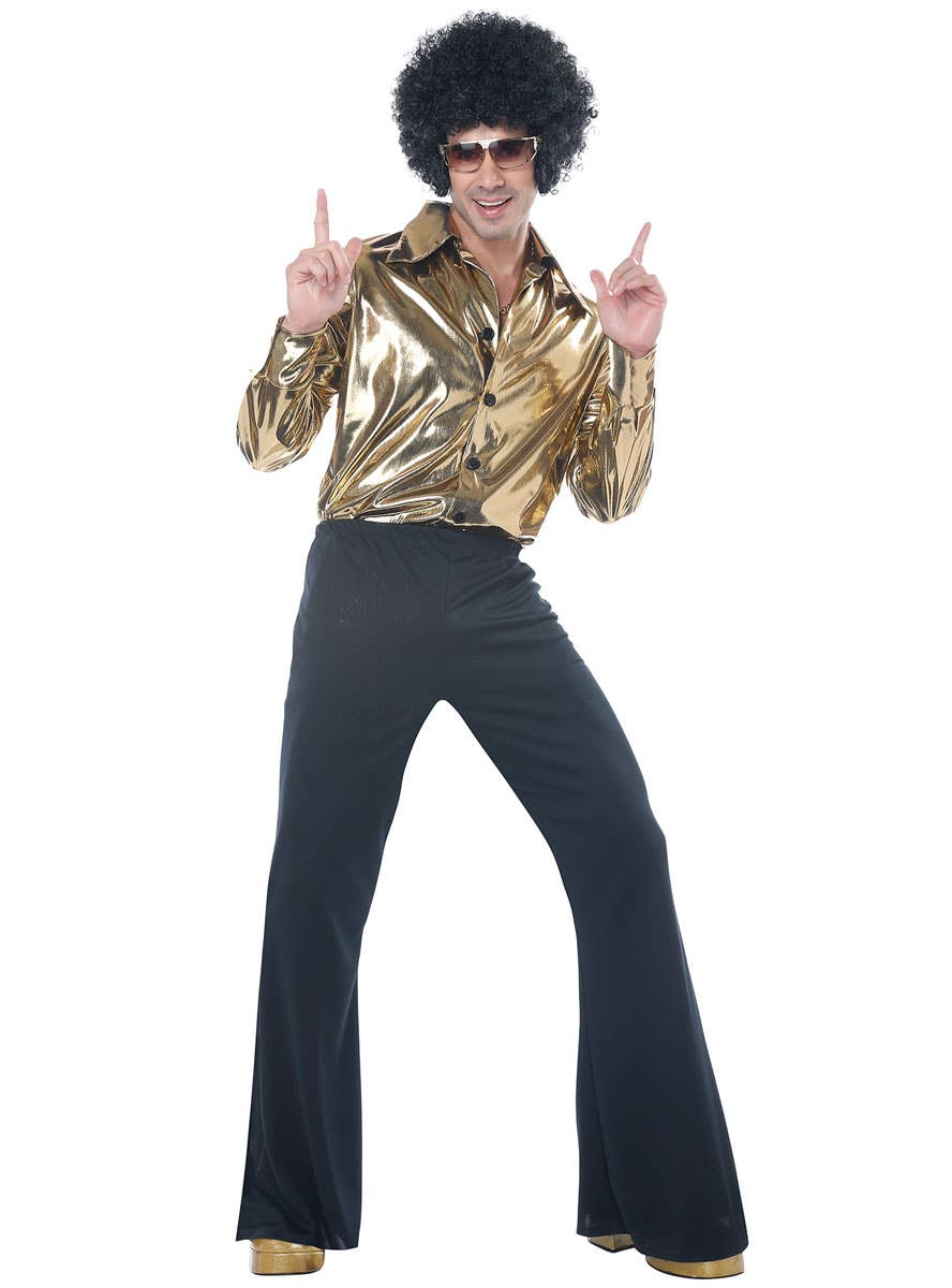 Men's  Metallic Gold 70s Disco King Costume - Main Image