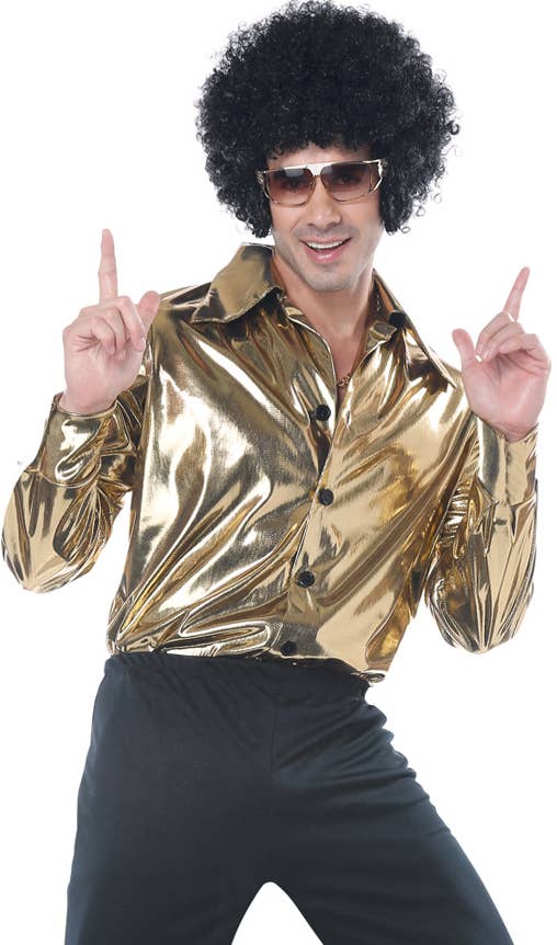 Plus Size Men's Gold 70s Disco King Costume - Zoom Image