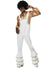 Men's White and Gold Flared Disco Jumpsuit Costume - Main Image