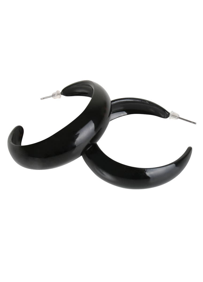 Women's Black Hooped Disco Costume Earrings