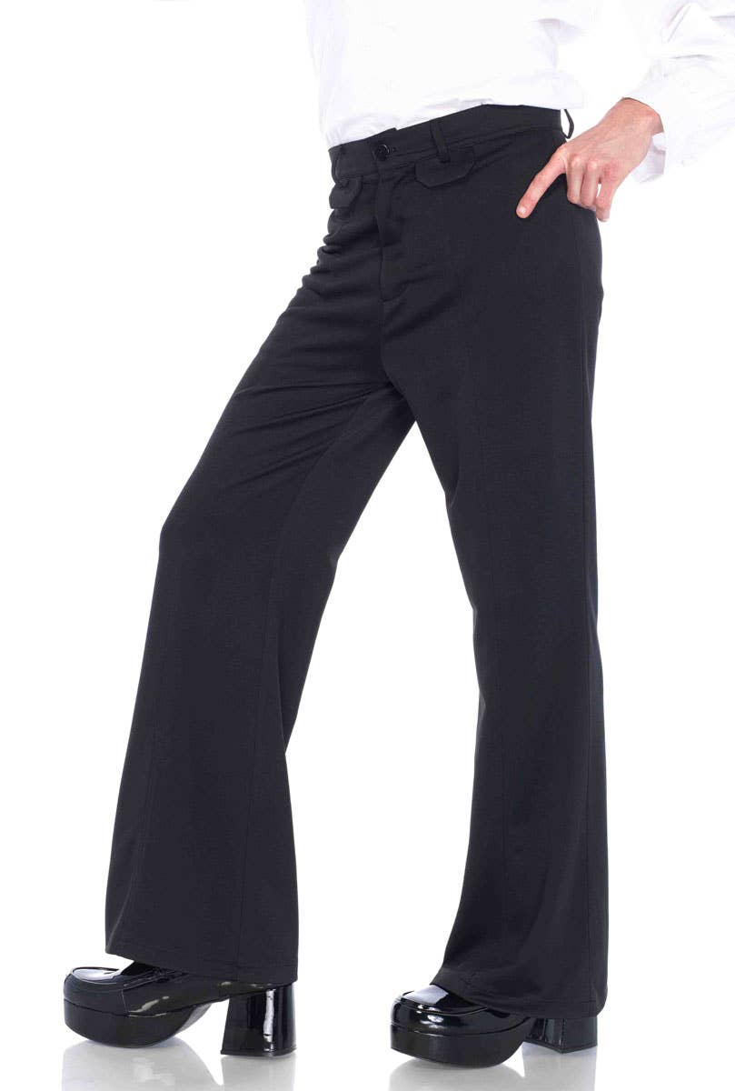 Black Bell Bottom Men's 1970's Disco Costume Pants - Main Image