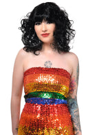 Womens 1970's Rainbow Sequin Boob Tube Costume Top - Main Image