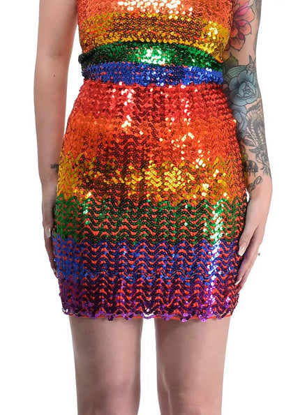 1970s Rainbow Sequin Women's Plus Size Tube Skirt - Main Image