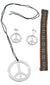 Silver 70s Peace Sign Hippie Costume Accessory Set