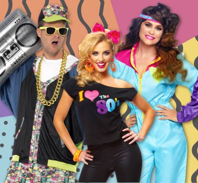 Image of people in 1980s costumes