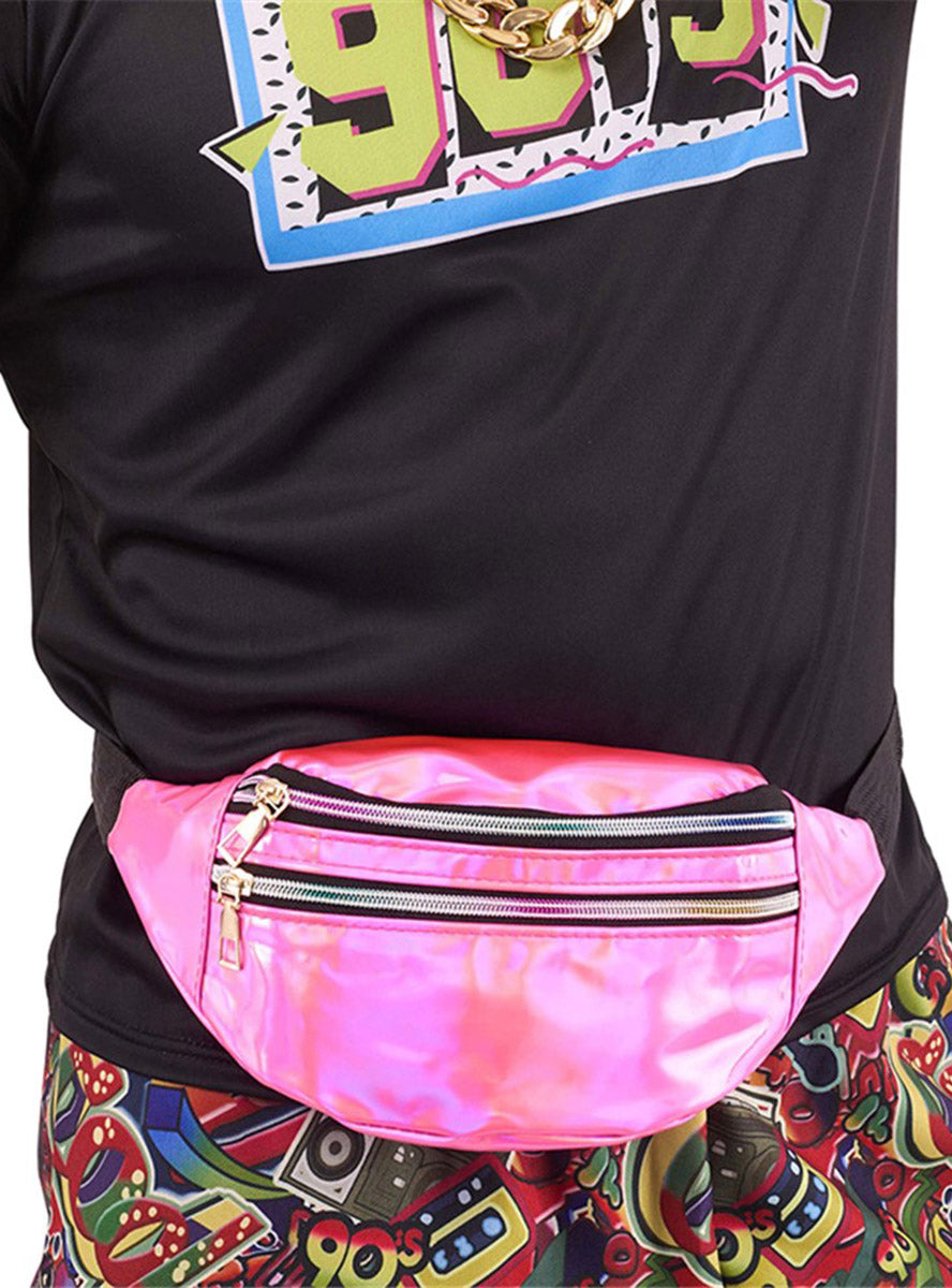 Pink Iridescent Adults 1980s Costume Bum Bag - Main Image