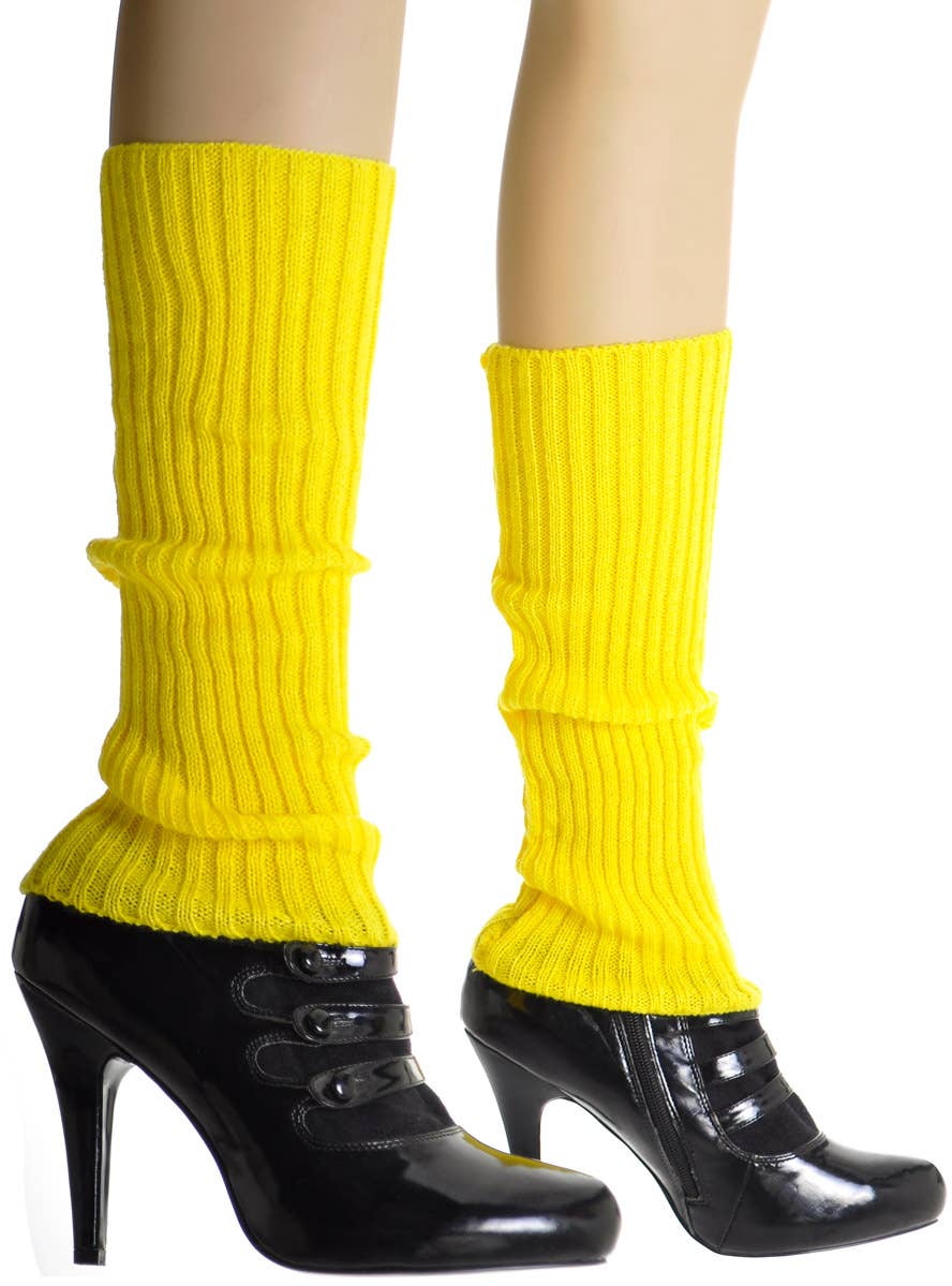 Image of Bright Yellow 12 Piece 1980s Costume Accessory Set - Leg Warmers Image