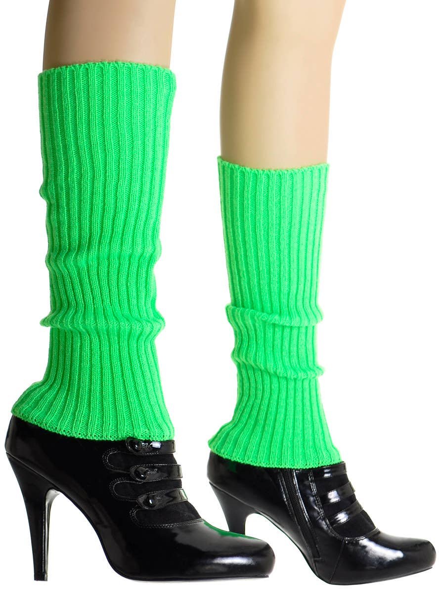 Neon Green 12 Piece 1980s Costume Accessory Set - Leg Warmers Image