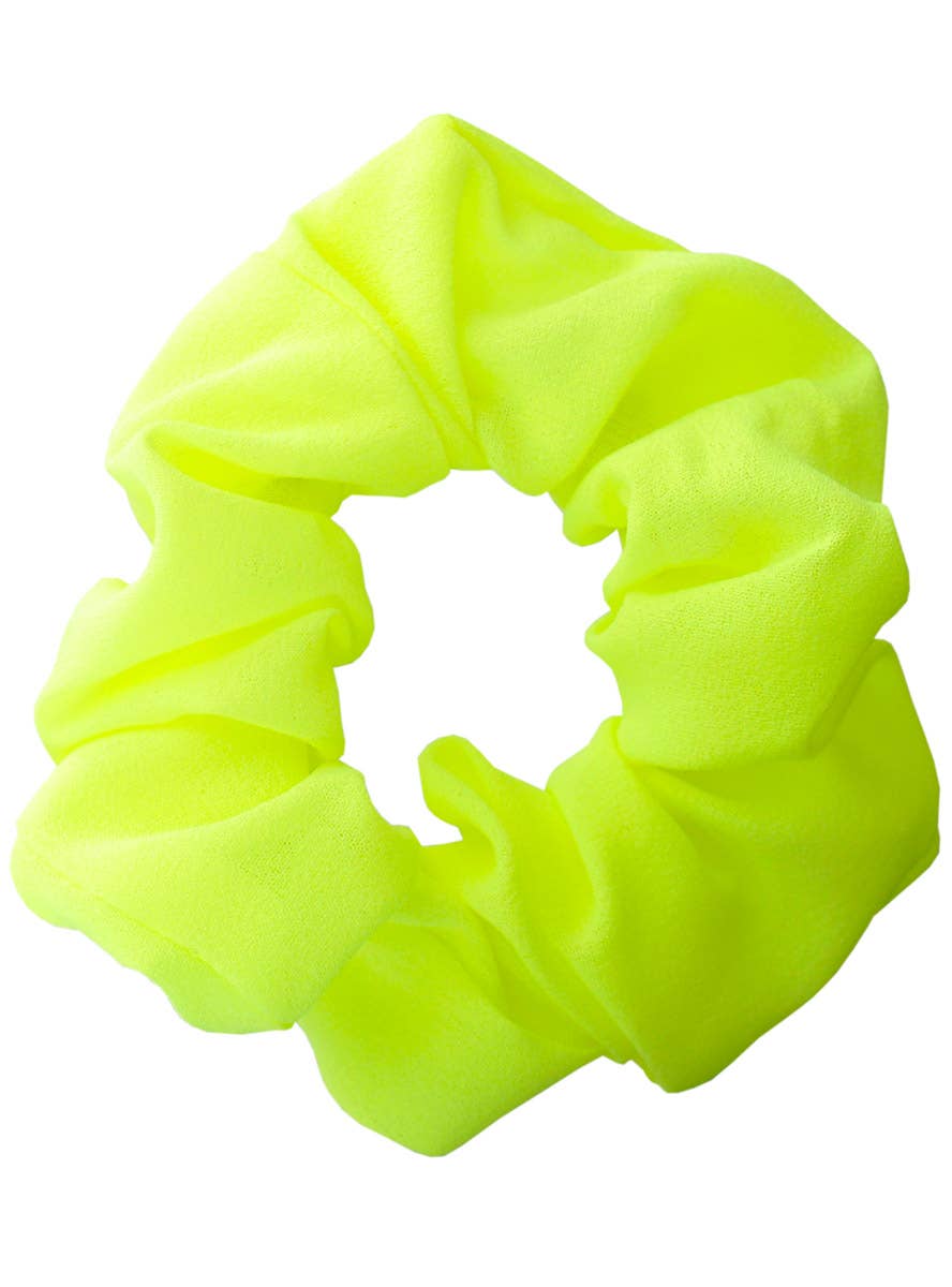 Image of Neon Yellow 1980's Hair Scrunchie Costume Accessory