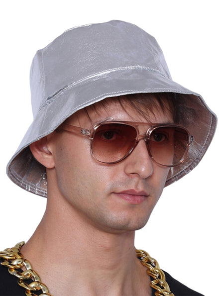 Image of Hip Hop Metallic Silver 90s Costume Bucket Hat