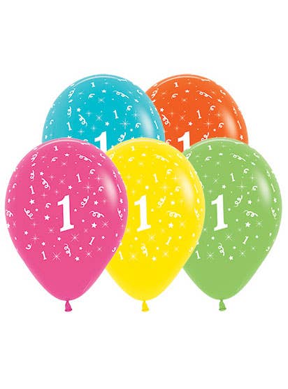 Image of 1st Birthday Tropical Colours 25 Pack Party Balloons