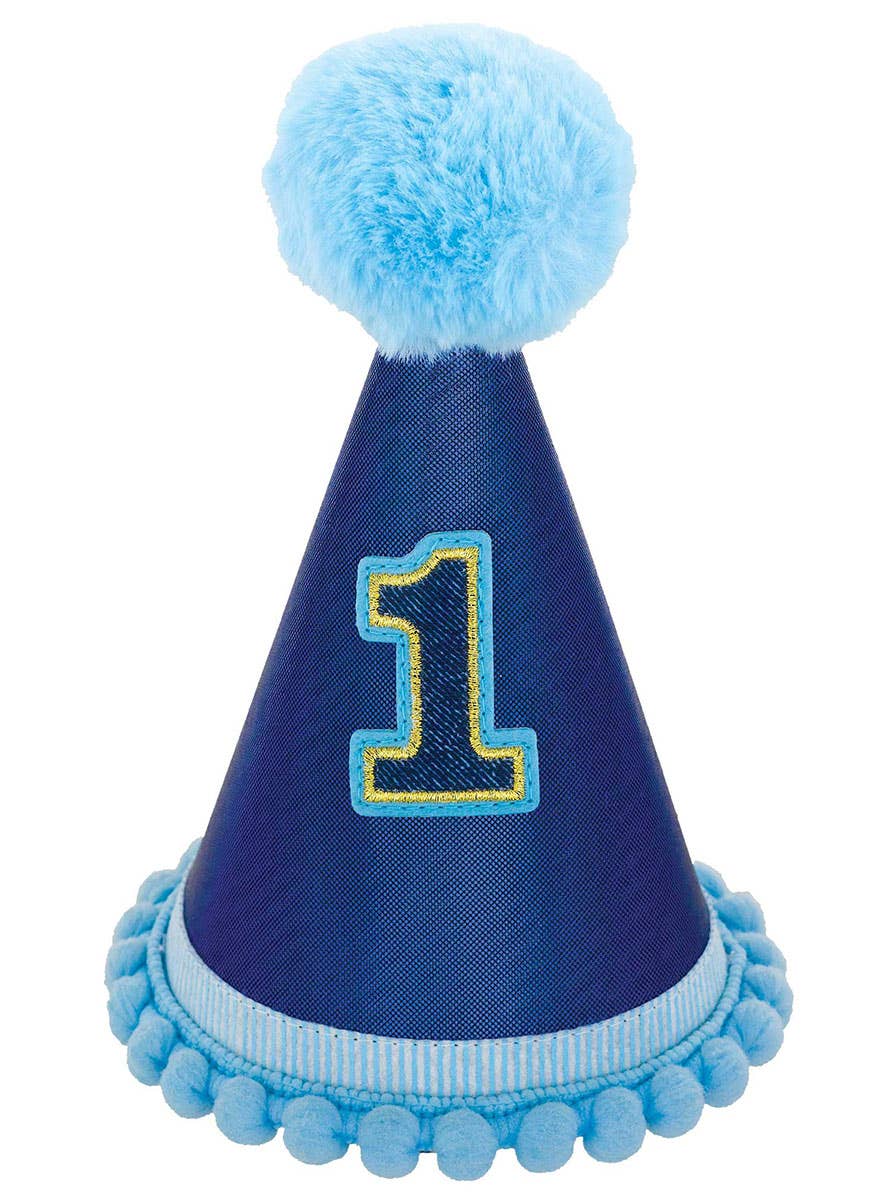 Image of 1st Birthday Boy Deluxe Blue Cone Party Hat