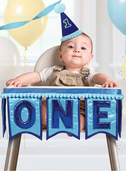 Image of 1st Birthday Boy Deluxe Blue High Chair Decoration