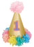 Image of 1st Birthday Girl Deluxe Pastel Cone Party Hat