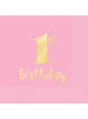 Image of 1st Birthday Girl Pink and Gold 16 Pack Beverage Napkins
