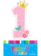 Image of 1st Birthday Pink Baby Girl Number 1 Cake Candle