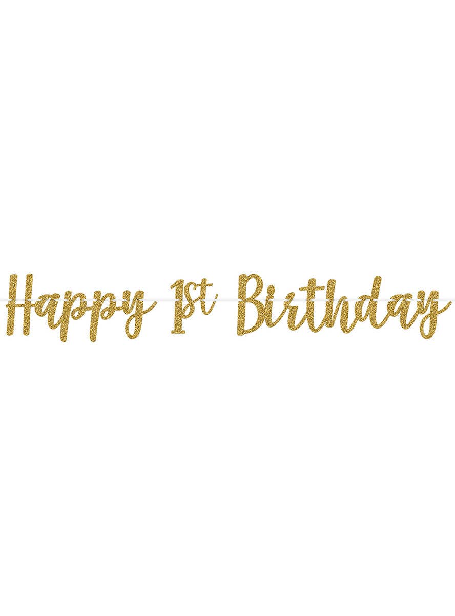 Image of 1st Birthday Gold Glitter Happy Birthday Banner